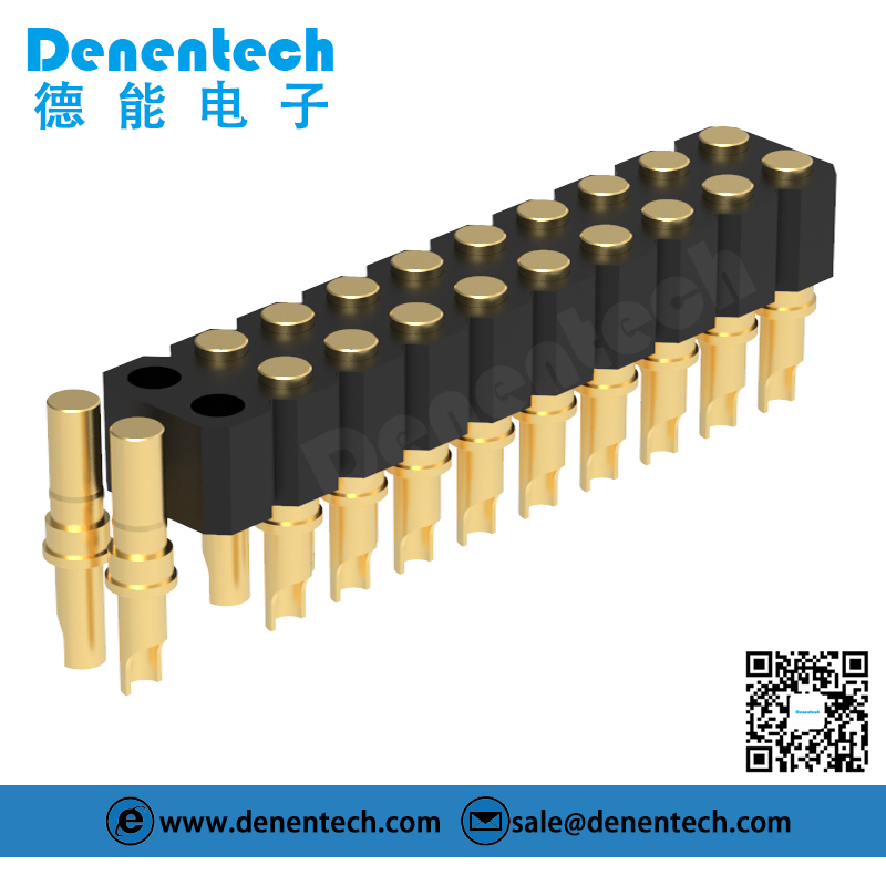 Denentech 2.54MM pogo pin H4.0MM solder dual  row female Spring Contact Probe test pin pogo pin connector